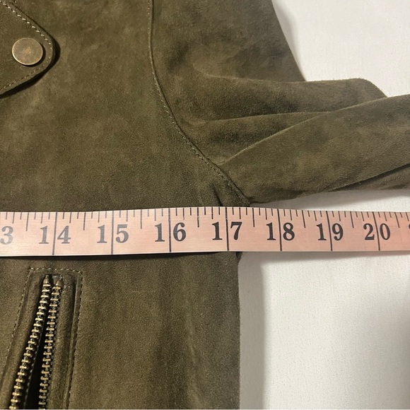 Massimo Dutti Women’s Size Small Olive 100% Sheep Leather Super Soft Suede EUC - Picture 9 of 16